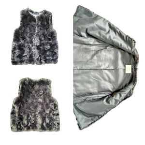 Zara- Kids Faux Fur Vest in navy